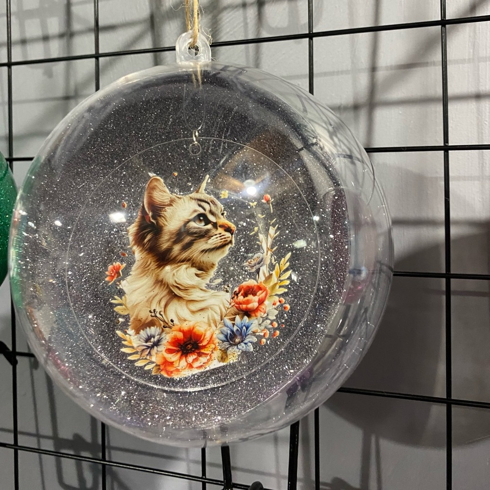 Decorative Cat Ornament with Floral Design